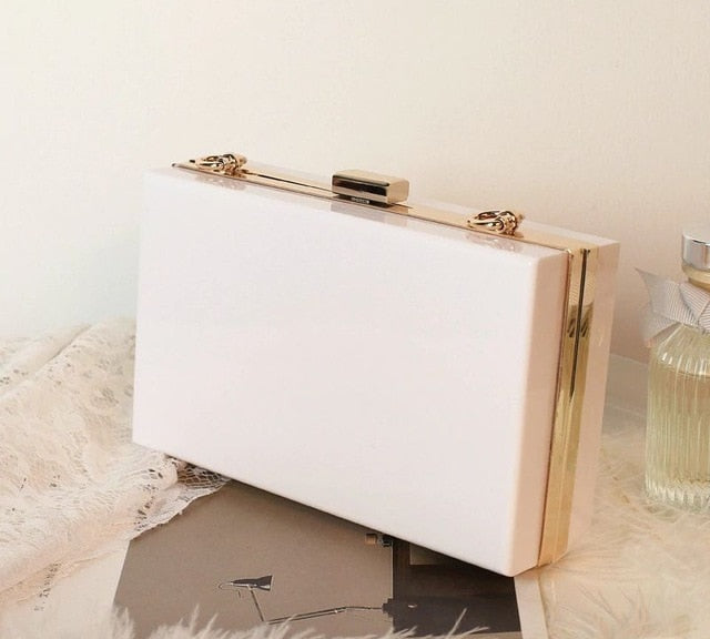 personalised acrylic clutch bag white