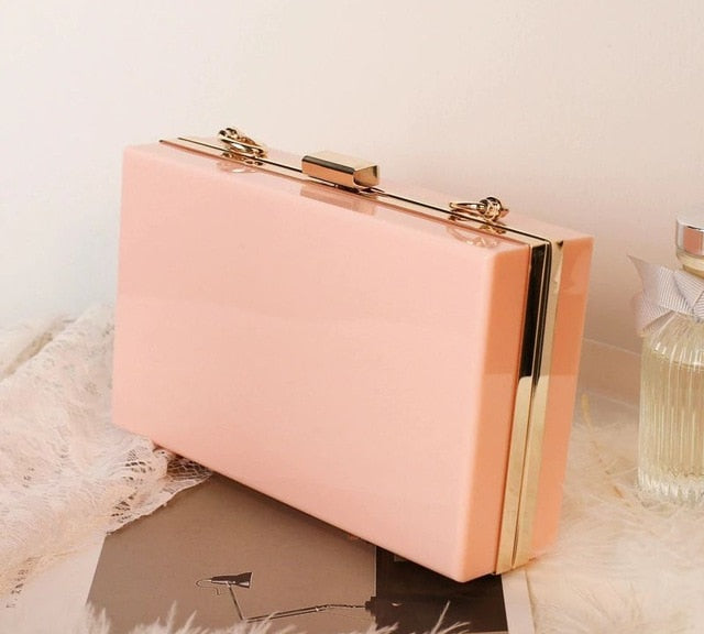 personalised acrylic clutch bag pink
