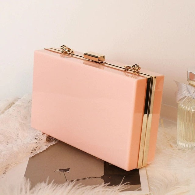 personalised acrylic clutch bag pink