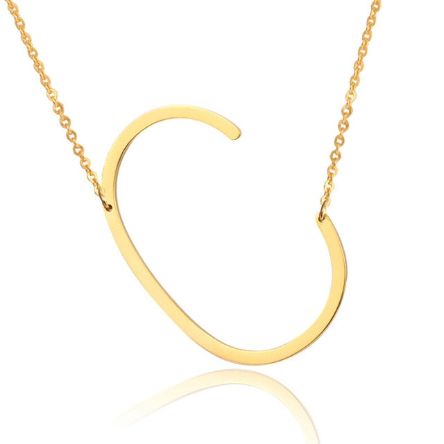 18ct Gold Plated Initial Letter Alphabet Pendant Choker Necklace 