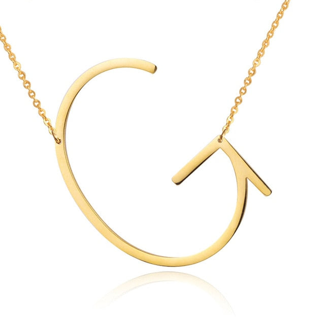 18ct Gold Plated Initial Letter Alphabet Pendant Choker Necklace 