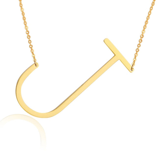 18ct Gold Plated Initial Letter Alphabet Pendant Choker Necklace 