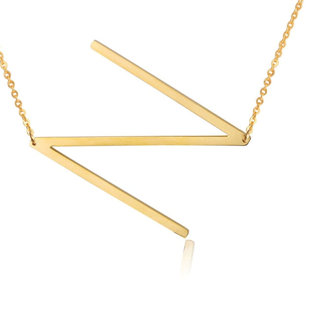 18ct Gold Plated Initial Letter Alphabet Pendant Choker Necklace 