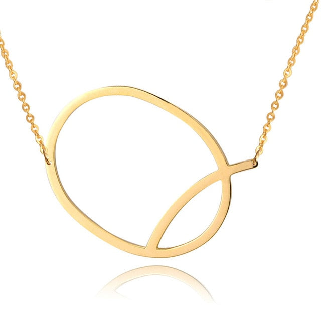 18ct Gold Plated Initial Letter Alphabet Pendant Choker Necklace 