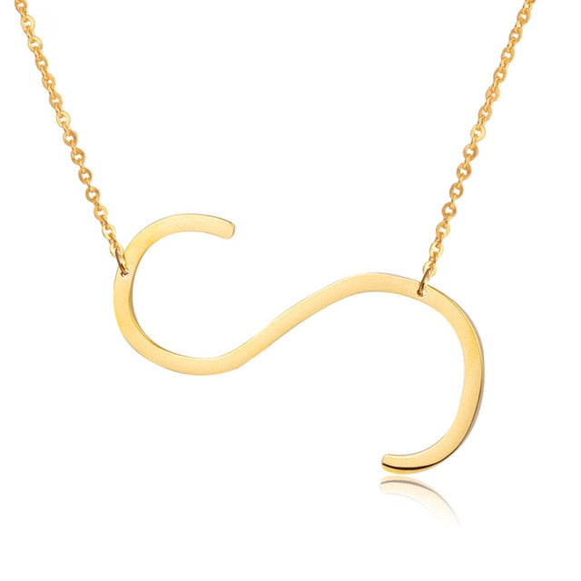 18ct Gold Plated Initial Letter Alphabet Pendant Choker Necklace 