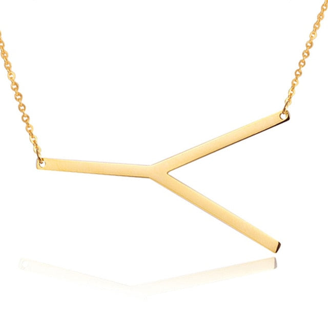 18ct Gold Plated Initial Letter Alphabet Pendant Choker Necklace 