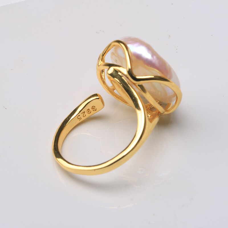 Gold Vermeil Freshwater Pearl Vintage Handmade Ring 