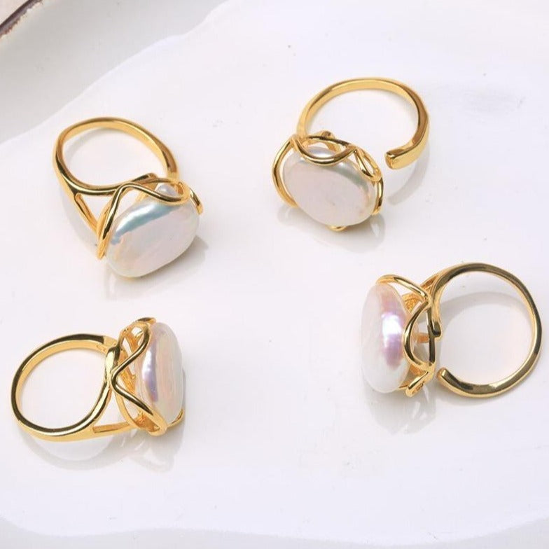 Freshwater Pearl Vintage Handmade Retro Ring 