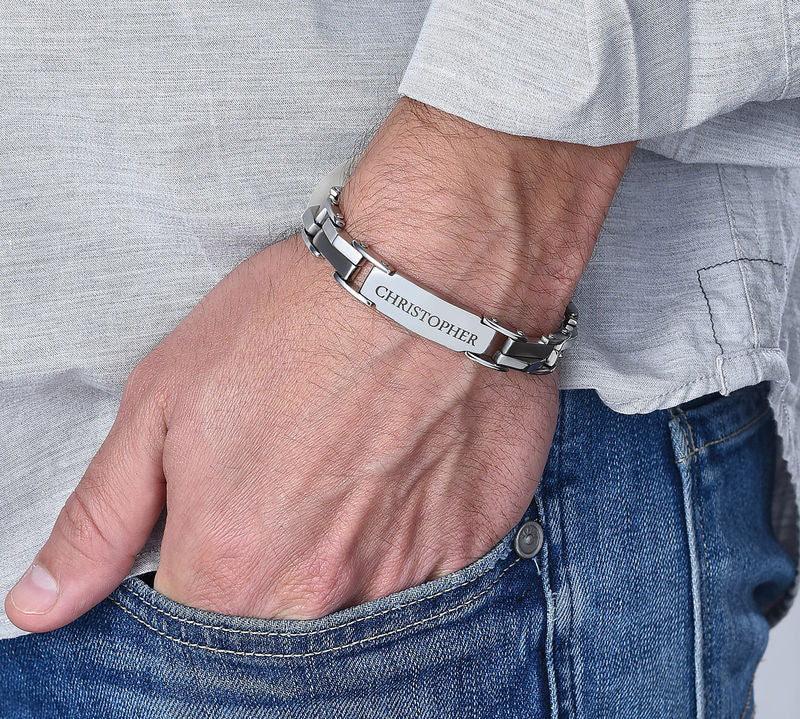Personalised Silver Bracelet For Men