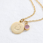 Arabic Alphabet Initial Letter Necklace with Birthstone 