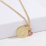 Arabic Alphabet Initial Letter Necklace with Birthstone 