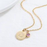 Arabic Alphabet Initial Letter Necklace with Birthstone 