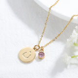 Arabic Alphabet Initial Letter Necklace with Birthstone 