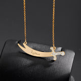 Personalised Arabic Imam Ali Zulfiqar Sword Necklace Dhu al Fiqar 