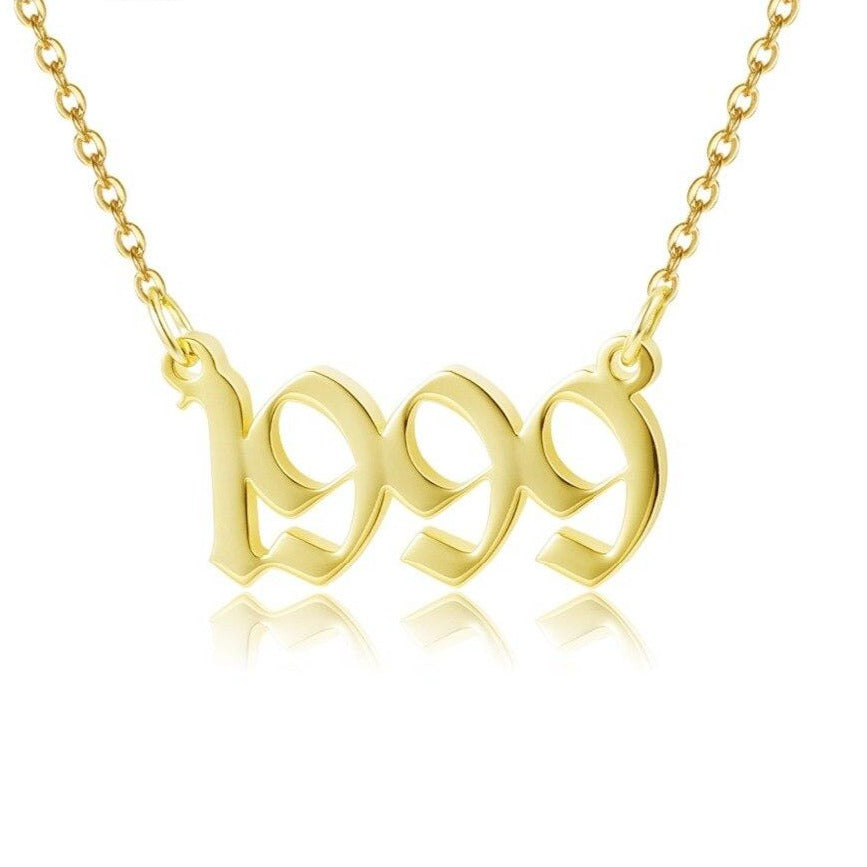 Personalised Birth Year Necklace UK gold