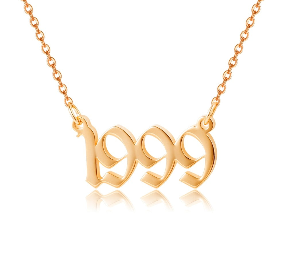 Personalised Birth Year Necklace UK rose gold