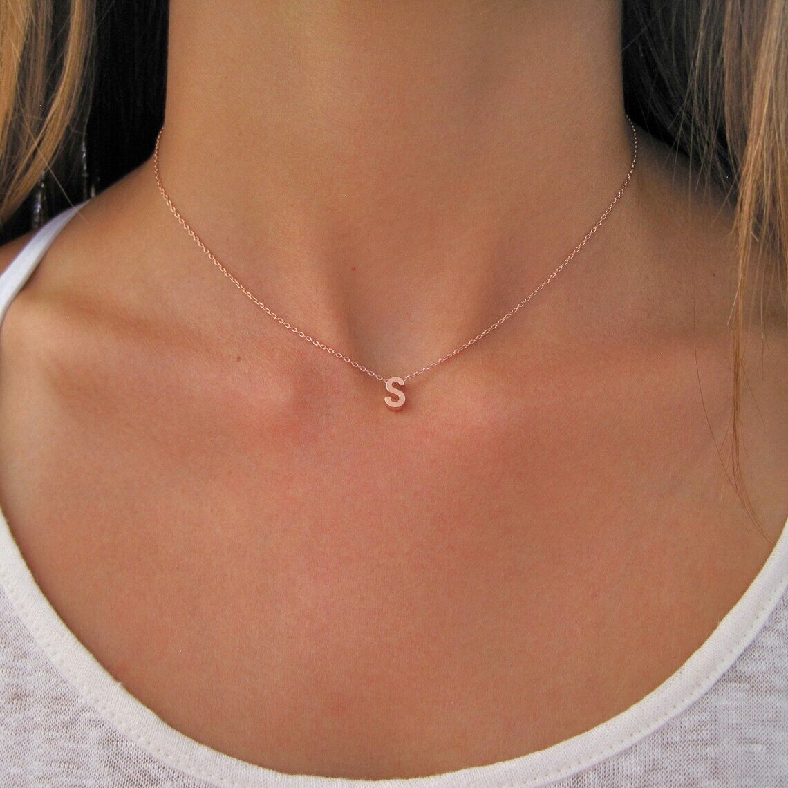 Initial Alphabet Letter Necklace - Gold Plated