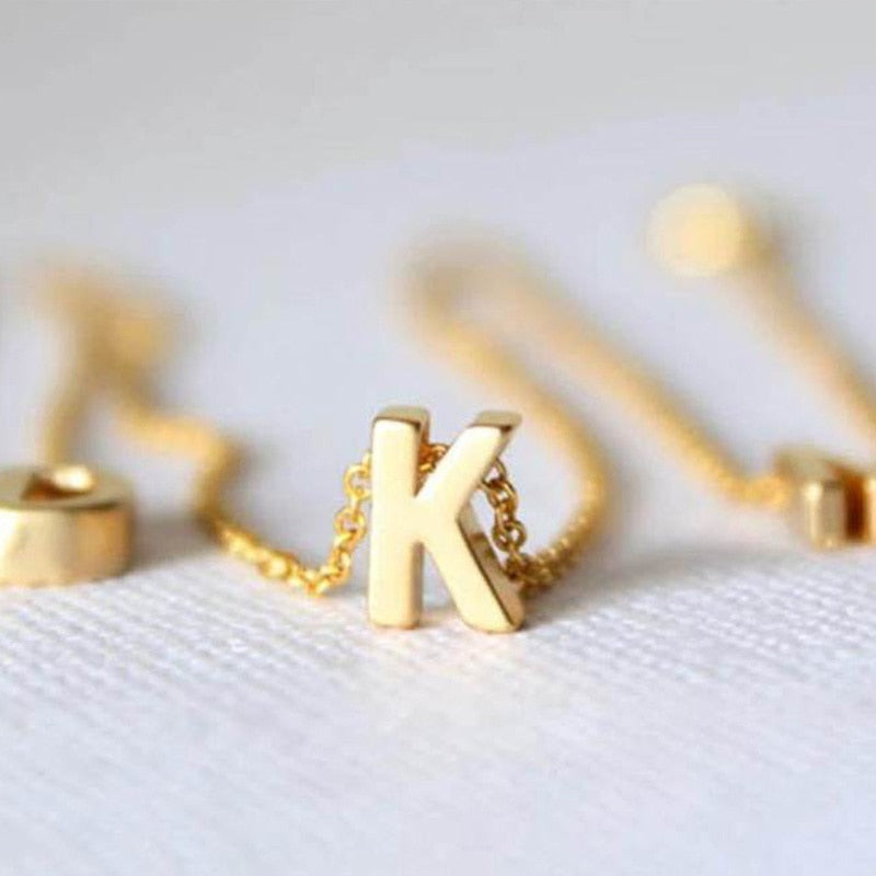 Initial Alphabet Letter Necklace - Gold Plated