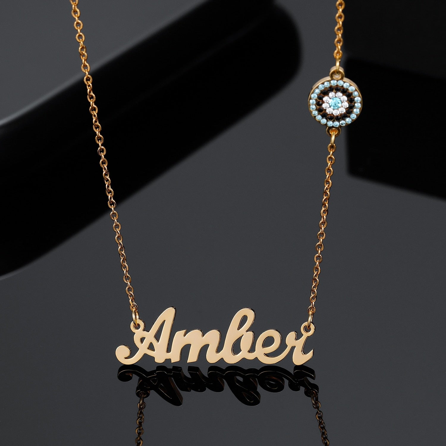 Personalised Evil Eye Name Necklace - Custom Evil Eye Jewellery