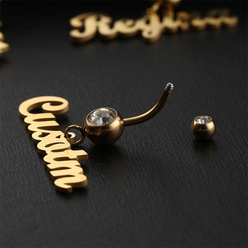 Fade Resistant Custom Belly Ring Name Plate Custom Body Jewelry Stainless  Steel Zircon Belly Nail Gift for Women - AliExpress