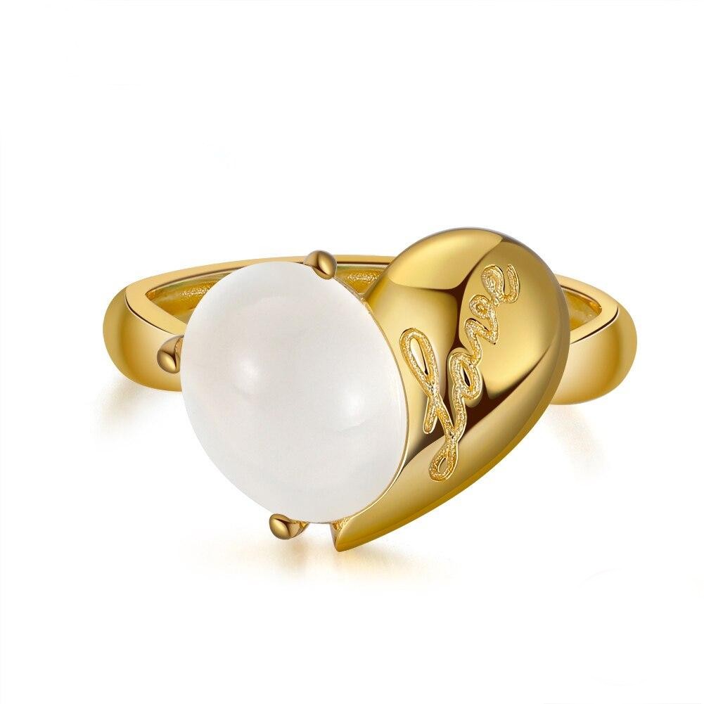 moonstone heart love ring gold