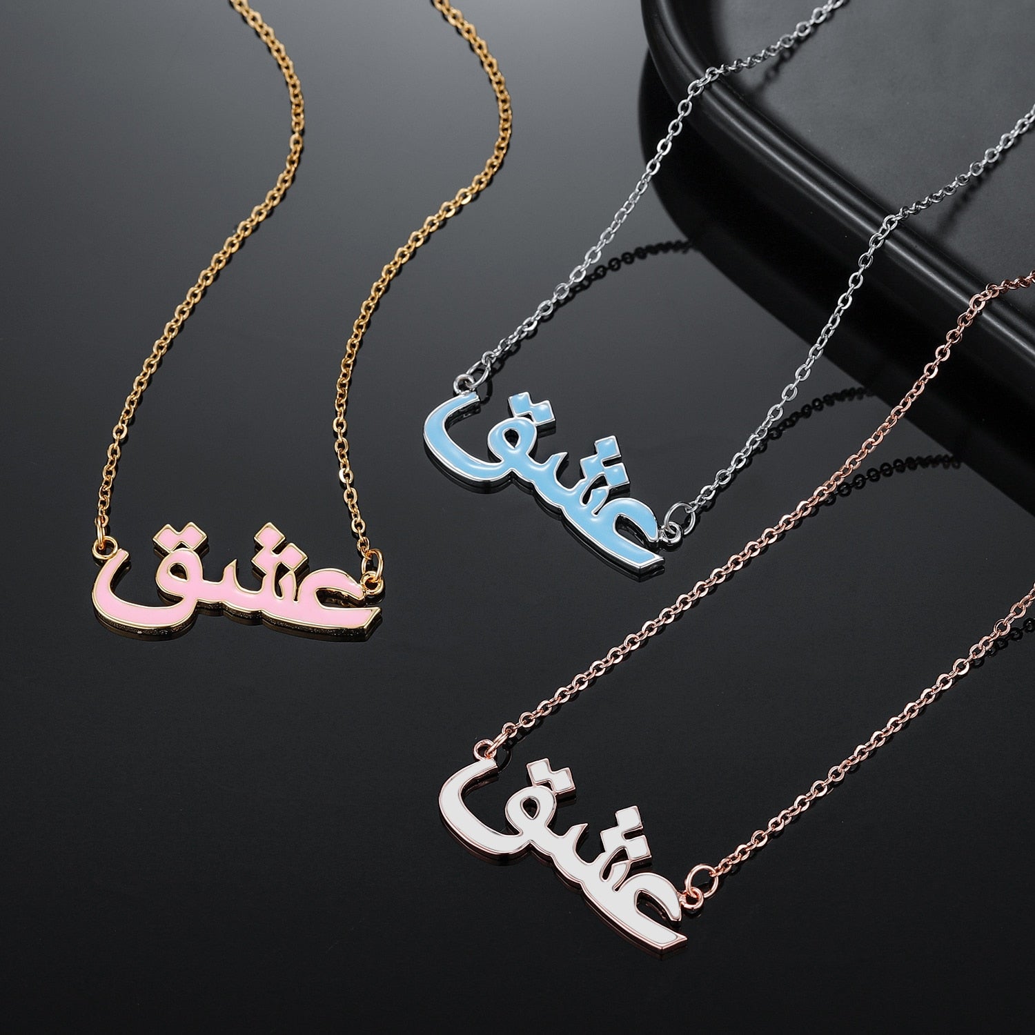 Personalised Arabic Enamel Name Necklace Custom 
