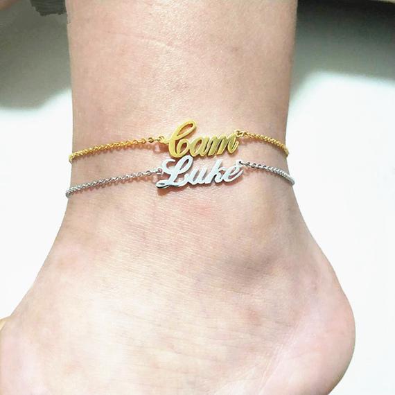 personalised name anklet gold silver