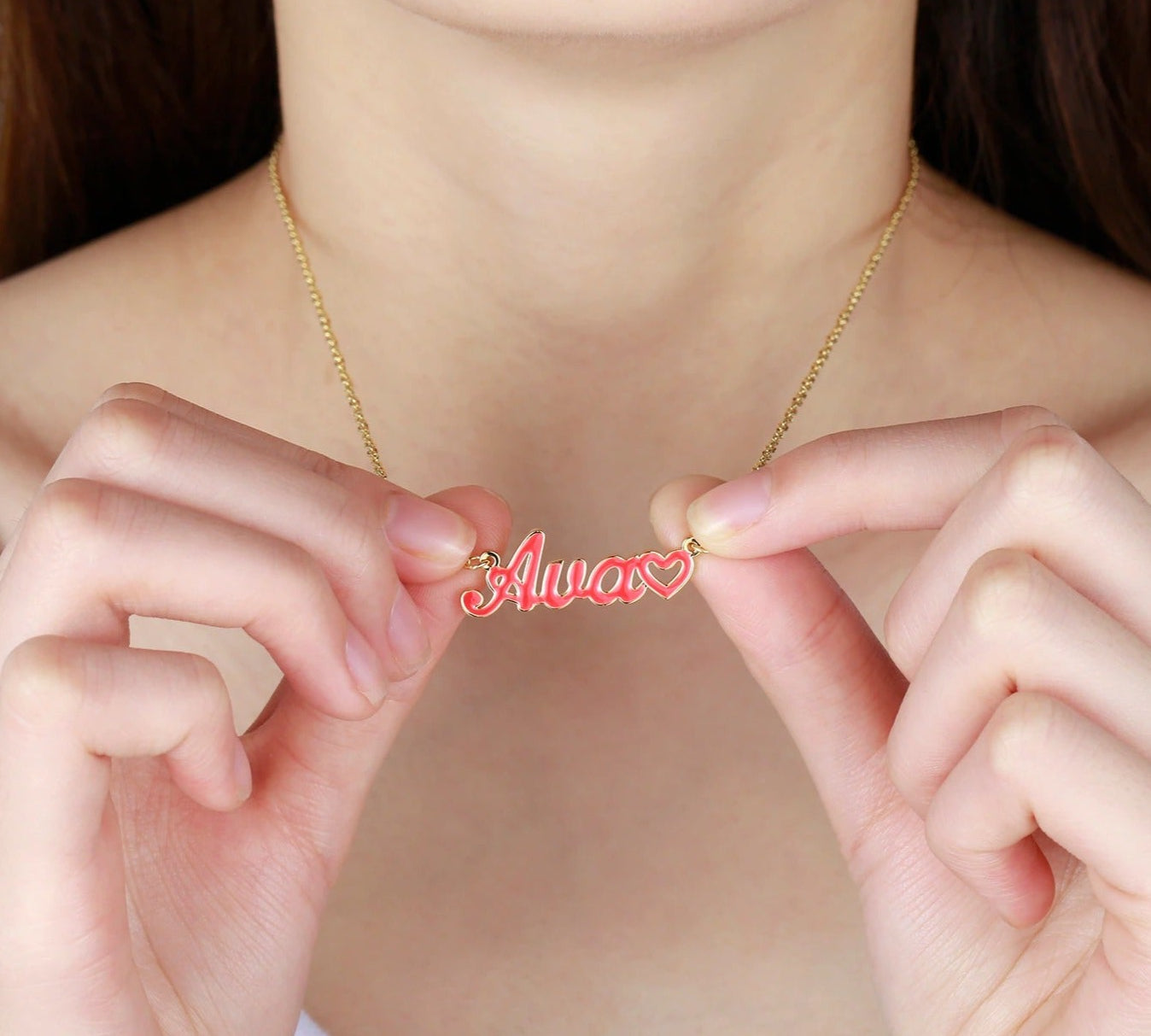 custom Colourful Enamel Name Necklace