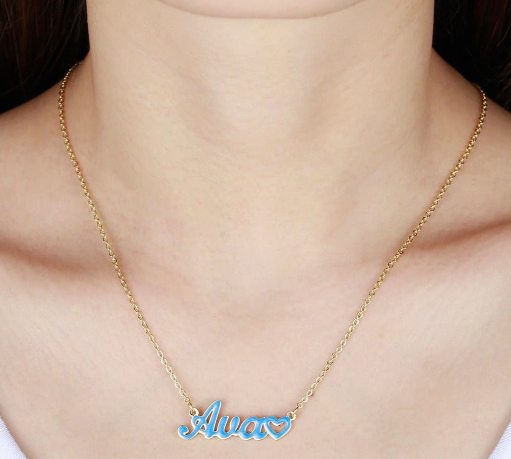Personalised Colourful Enamel Name Necklace
