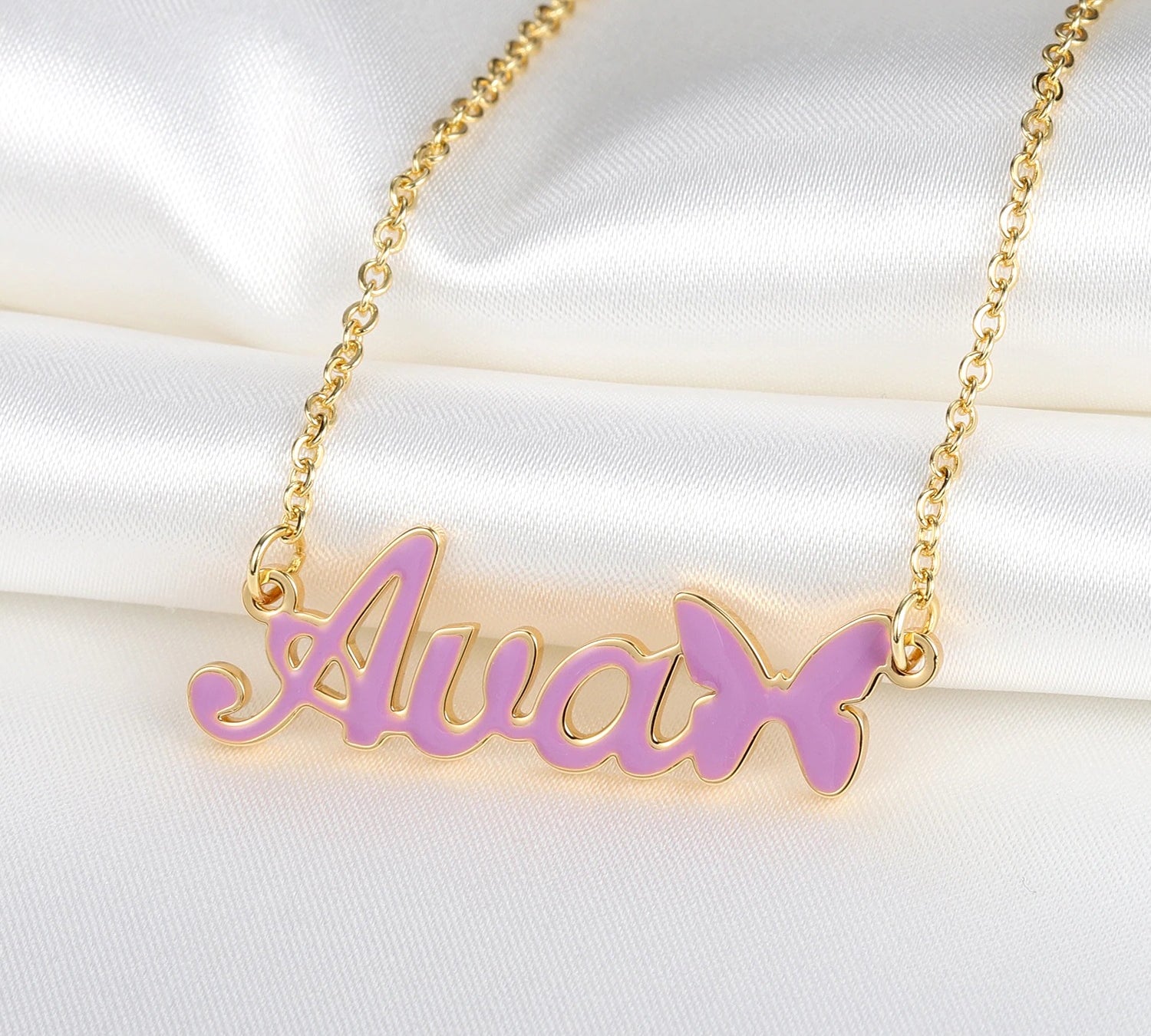 Personalised Colourful Enamel Name Necklace