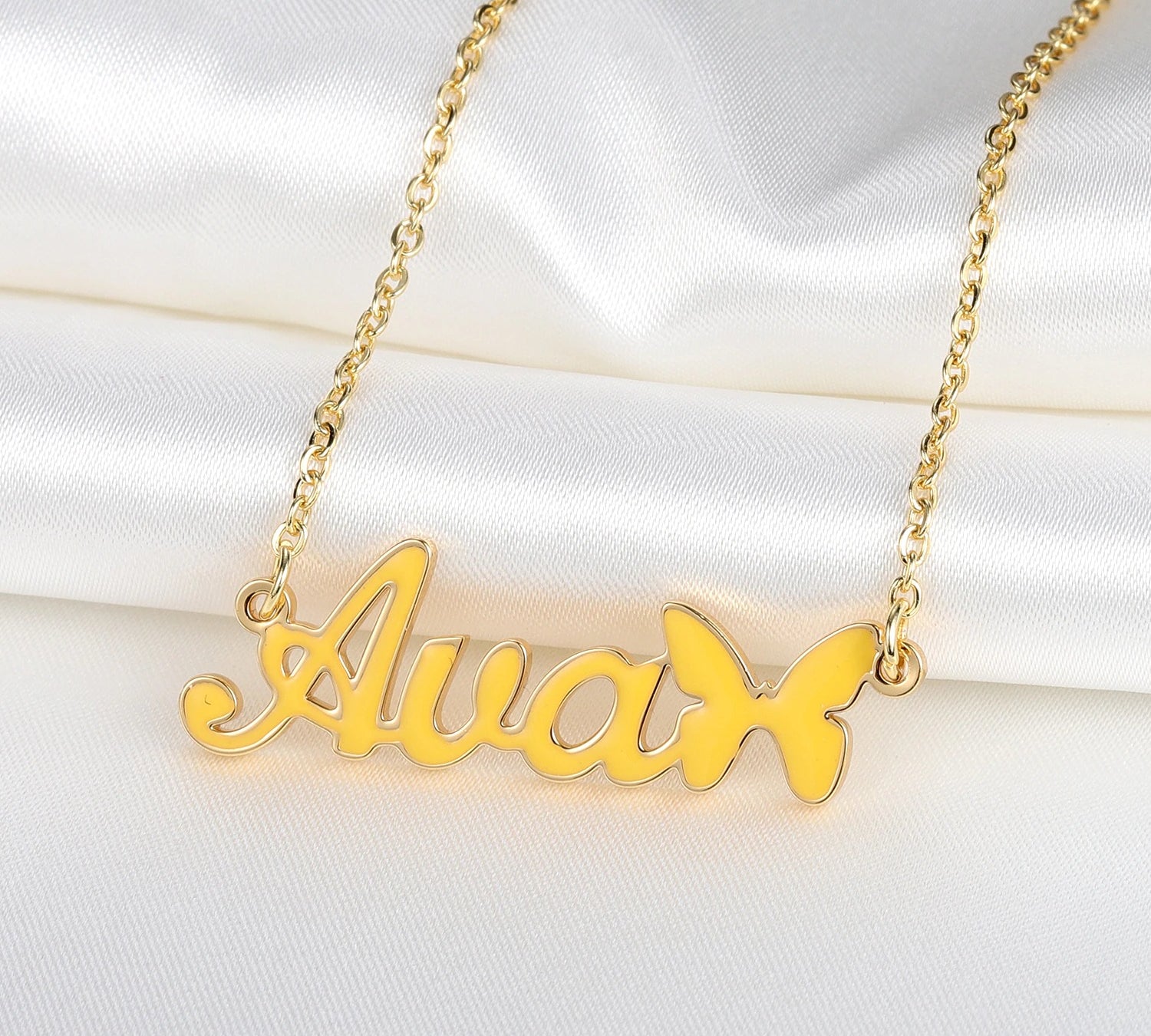 Personalised Colourful Enamel Name Necklace