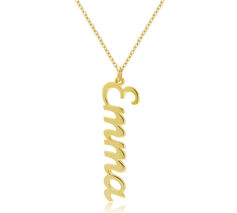 vertical name necklace gold custom personalised uk