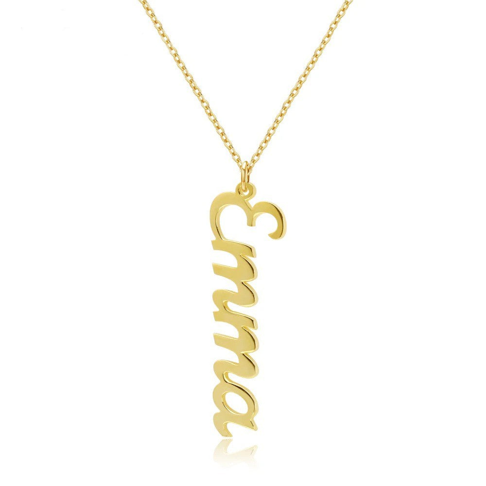 vertical name necklace gold custom personalised uk