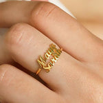 personalised two 2 name ring