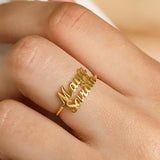 personalised two 2 name ring